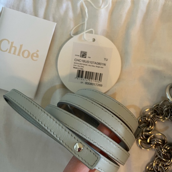 CHLOE Mini Drew Bijou Quilted Smooth Calfskin Shoulder Bag - Airy Grey/Baby Blue - Picture 8 of 14